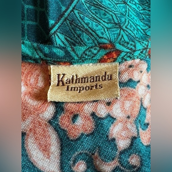 Sleeveless Teal and Orangehippe boho elephant Patterned Dress - Picture 8 of 9